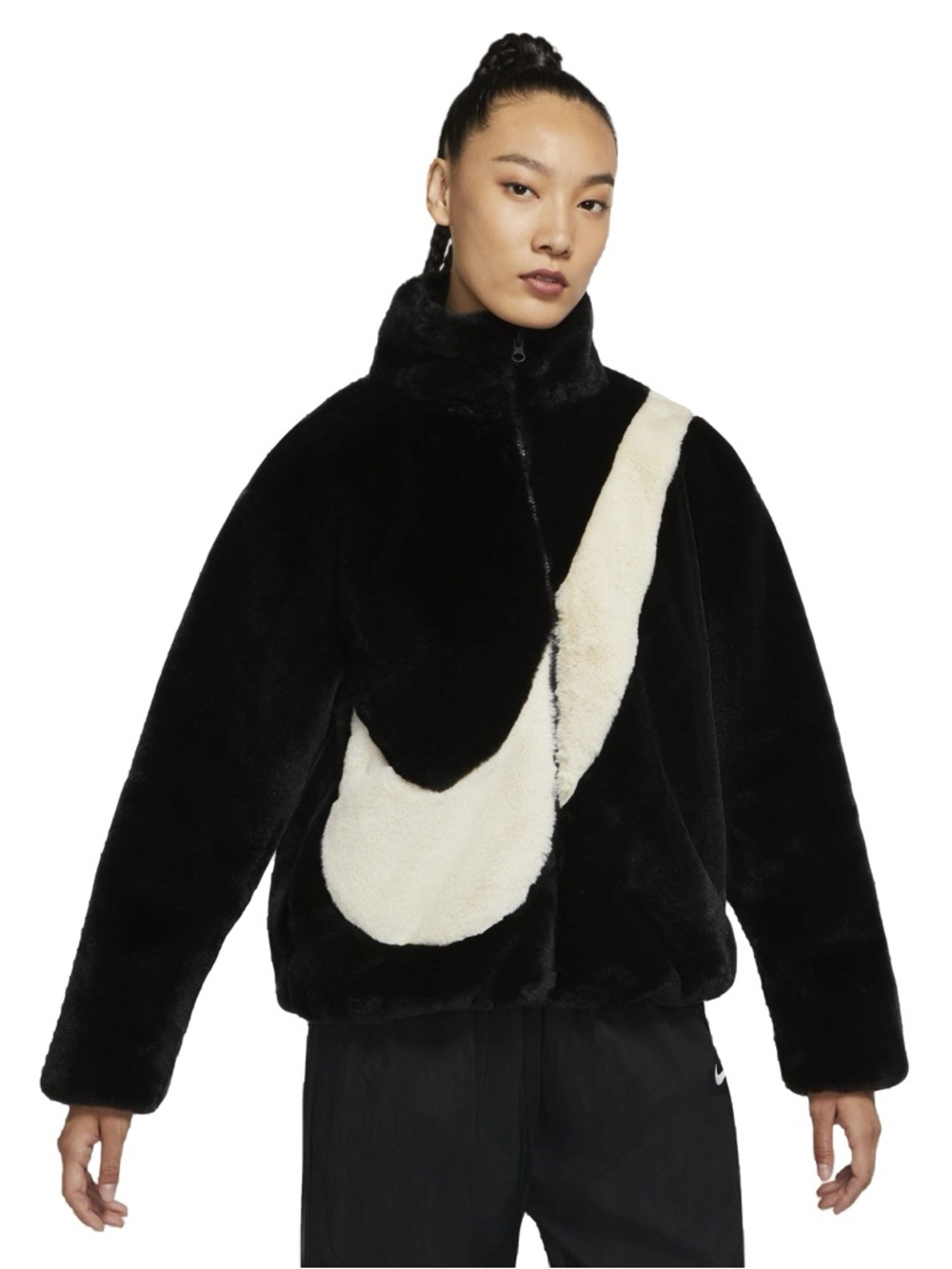 Nike Black & Cream Teddy Fleece Zip Jacket